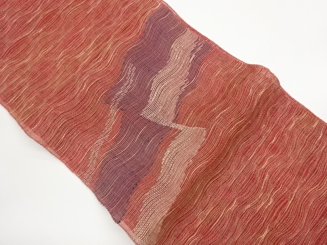 Nagoya obi with woven abstract pattern in gauze pongee SILK, untailored